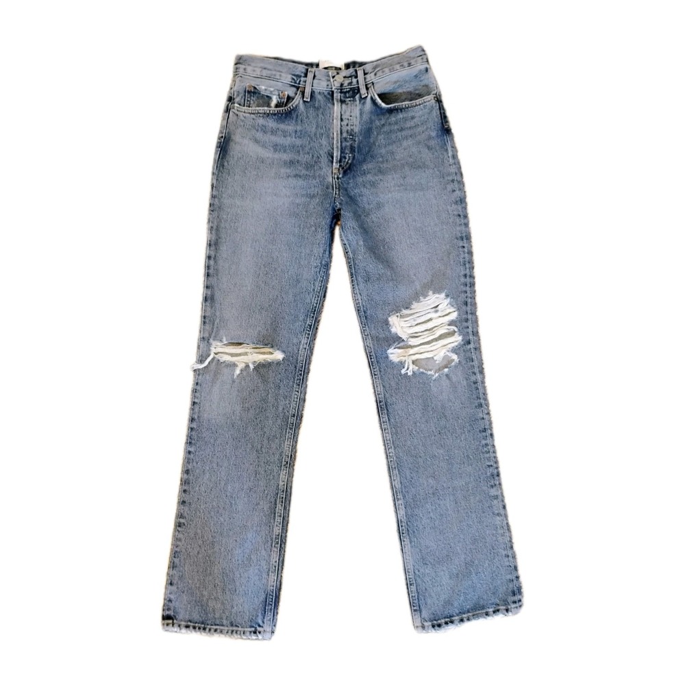 AGOLDE Lana High Rise Distressed Straight Leg Jeans Size 26 Button‎ Fly